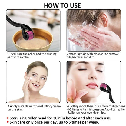 540 Titanium Derma Roller – Hair Growth & Skin Rejuvenation Tool | Microneedling Therapy