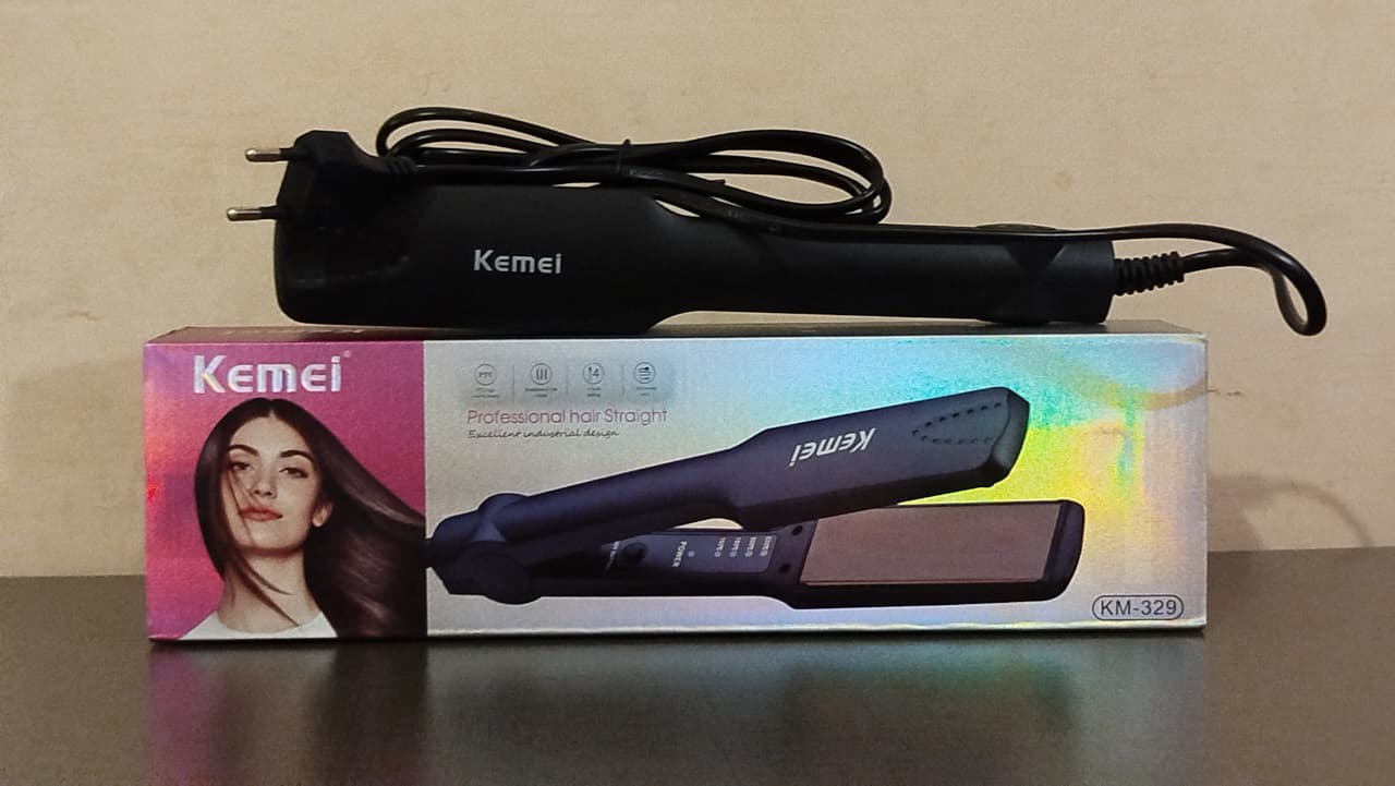 Kemei KM-329 Hair Straightener – Ceramic Fast Heating Flat Iron | Smooth & Silky Hair