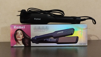 Kemei KM-329 Hair Straightener – Ceramic Fast Heating Flat Iron | Smooth & Silky Hair