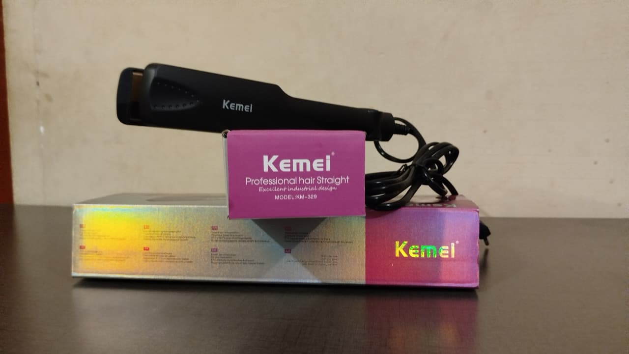 Kemei KM-329 Hair Straightener – Ceramic Fast Heating Flat Iron | Smooth & Silky Hair