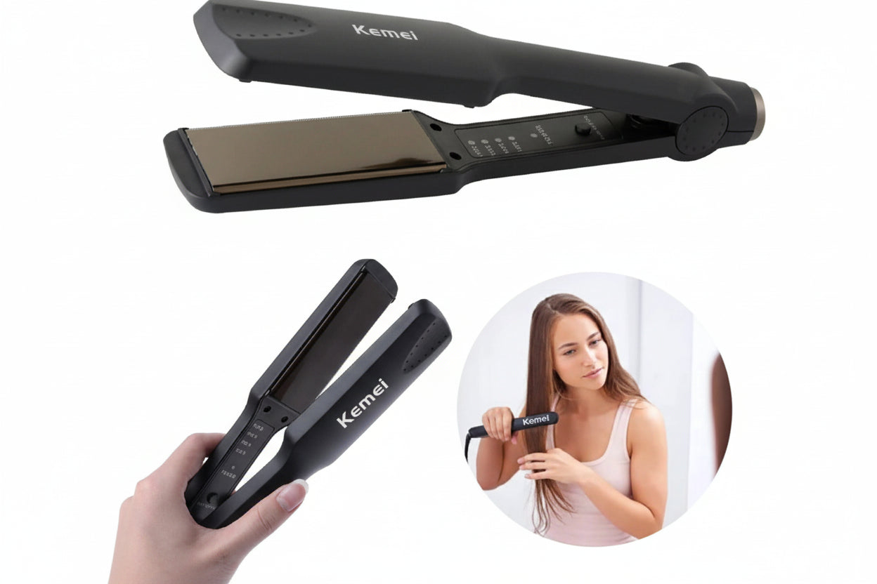Kemei KM-329 Hair Straightener – Ceramic Fast Heating Flat Iron for Smooth & Silky Hair