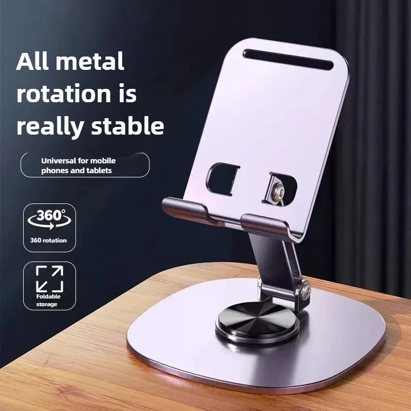 Aluminium 360° Rotating Phone & Tablet Stand – Premium Desktop Holder | Adjustable & Stable