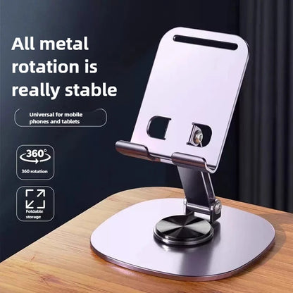 Aluminium 360° Rotating Phone & Tablet Stand – Premium Desktop Holder | Adjustable & Stable