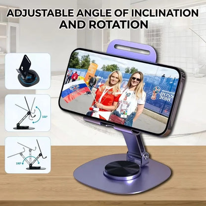 Aluminium 360° Rotating Phone & Tablet Stand – Premium Desktop Holder | Adjustable & Stable