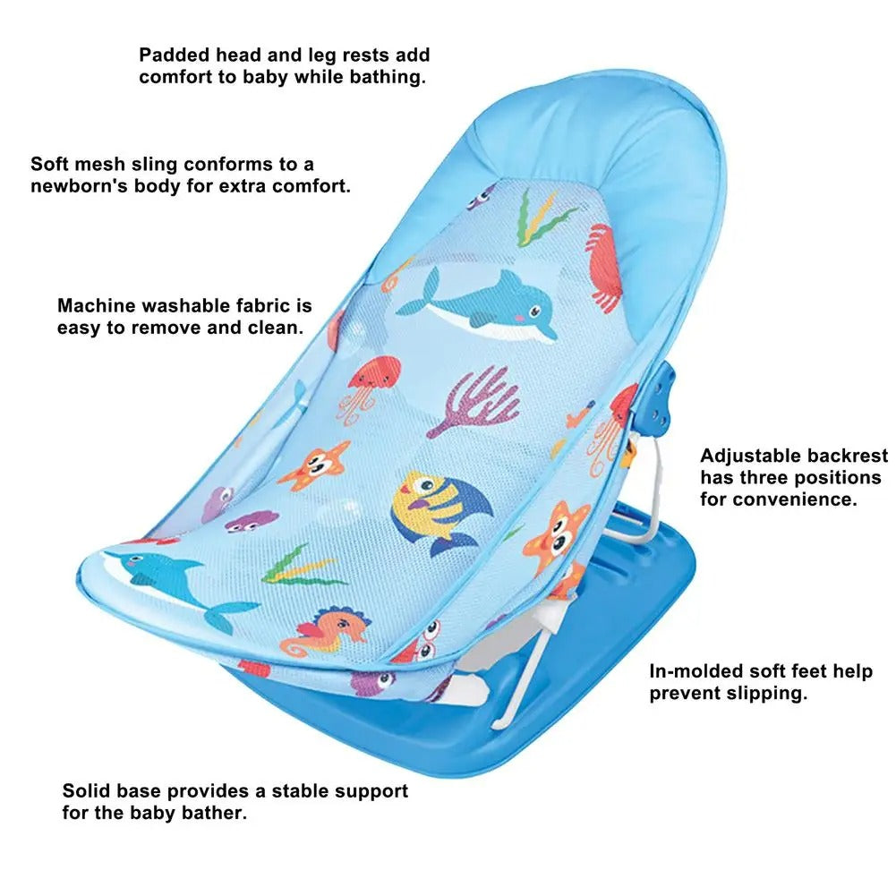 Baby Bath Seat – Foldable Adjustable Bath Support Chair | Newborn & Toddler Safety