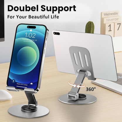 360° Metal Phone Stand – Premium Adjustable Mobile Holder | Rotating Base for Desk Use