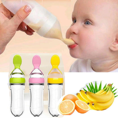 Baby Feeding Spoon Bottle – 90ML Newborn Milk Feeder | Soft Silicone Spoon
