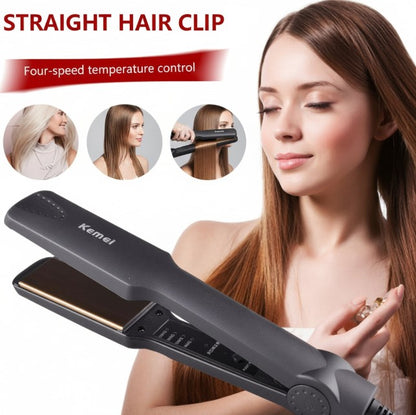 Kemei KM-329 Hair Straightener – Ceramic Fast Heating Flat Iron for Smooth & Silky Hair