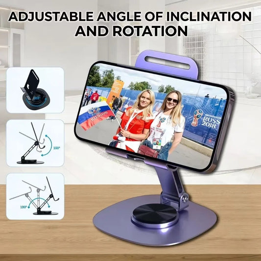 Aluminium 360° Rotating Phone & Tablet Stand – Premium Desktop Holder | Adjustable & Stable