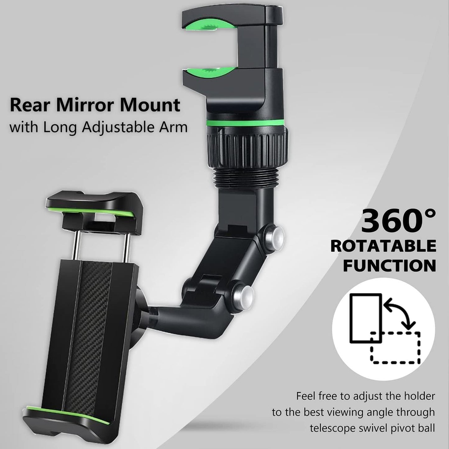 360° Car Mobile Holder – Adjustable Rearview Mirror Phone Mount | Universal Fit for Smartphones
