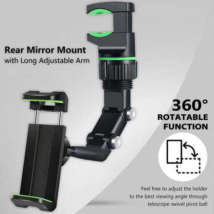360° Car Mobile Holder – Adjustable Rearview Mirror Phone Mount | Universal Fit for Smartphones