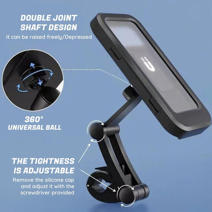 360° Waterproof Bike Phone Holder – Universal Motorcycle Mobile Mount | All Smartphones Compatible