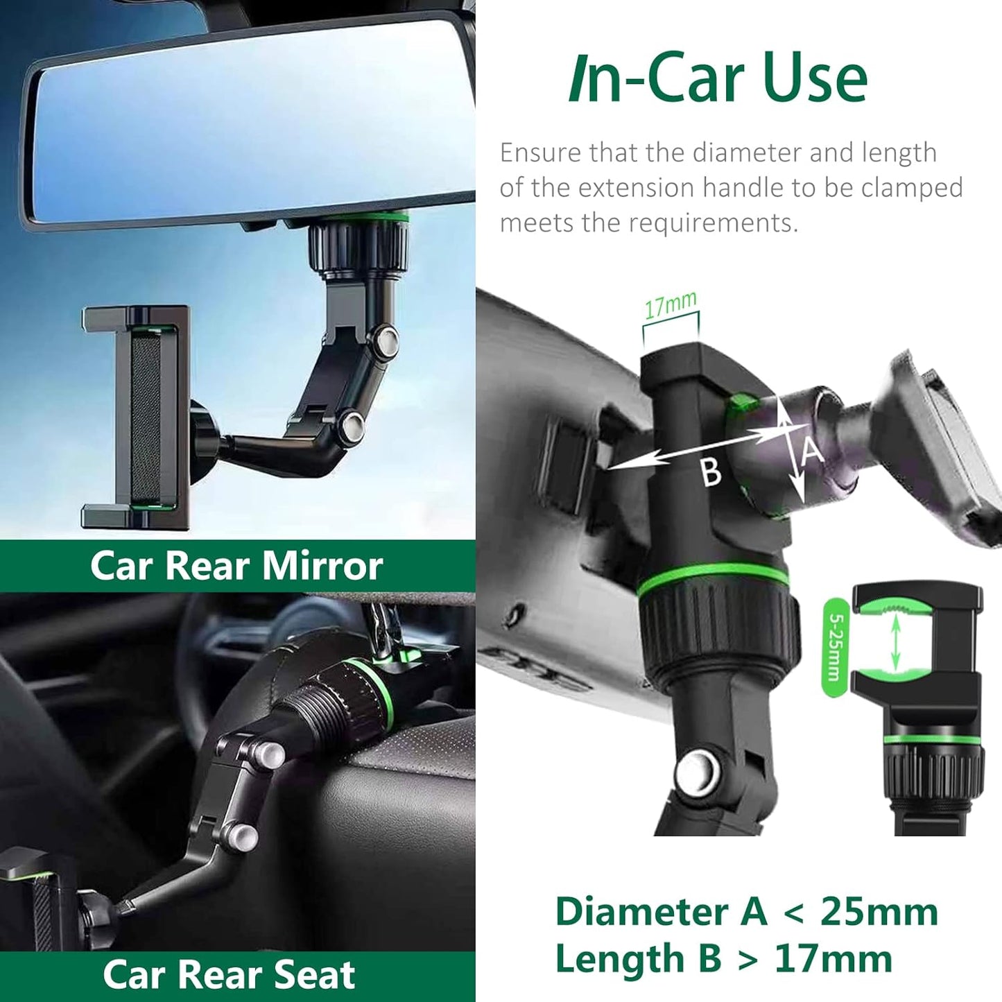 360° Car Mobile Holder – Adjustable Rearview Mirror Phone Mount | Universal Fit for Smartphones