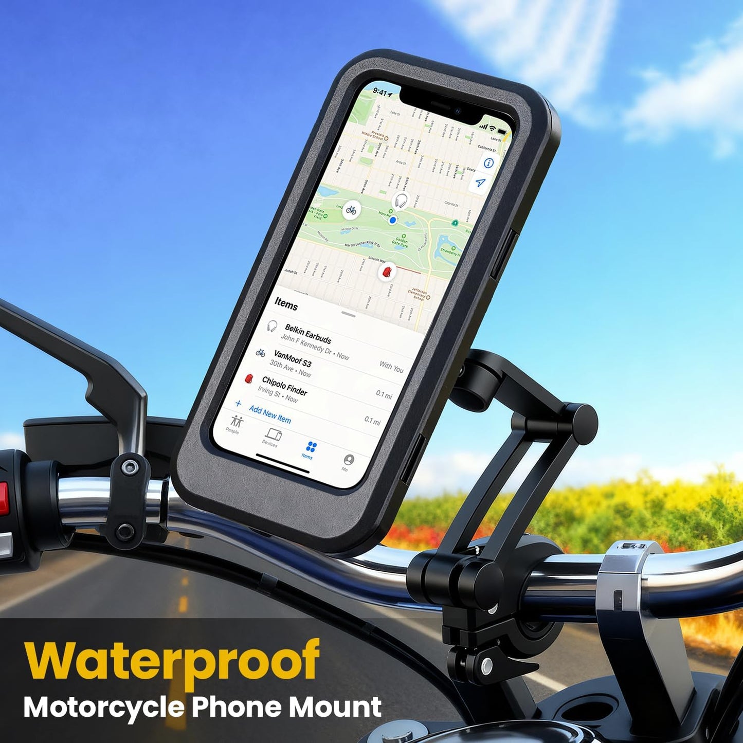 360° Waterproof Bike Phone Holder – Universal Motorcycle Mobile Mount | All Smartphones Compatible