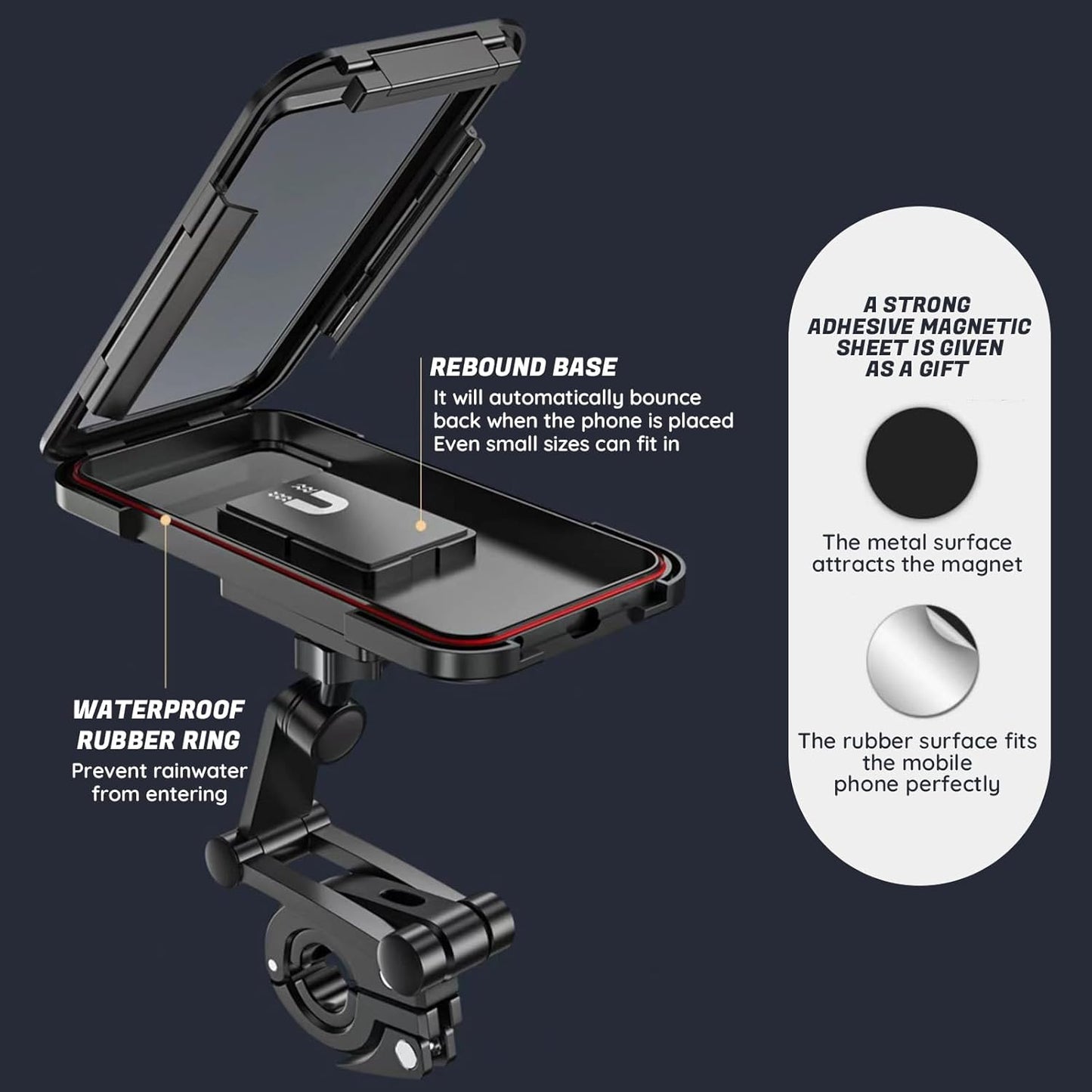 360° Waterproof Bike Phone Holder – Universal Motorcycle Mobile Mount | All Smartphones Compatible