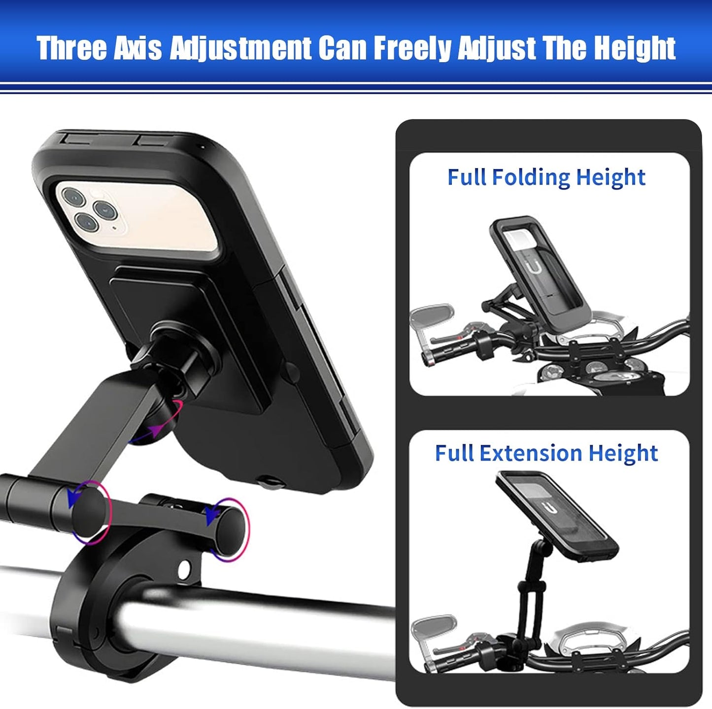 360° Waterproof Bike Phone Holder – Universal Motorcycle Mobile Mount | All Smartphones Compatible