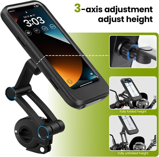 360° Waterproof Bike Phone Holder – Universal Motorcycle Mobile Mount | All Smartphones Compatible