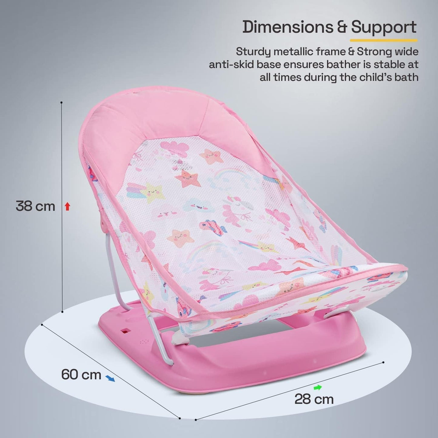 Baby Bath Seat – Foldable Adjustable Bath Support Chair | Newborn & Toddler Safety